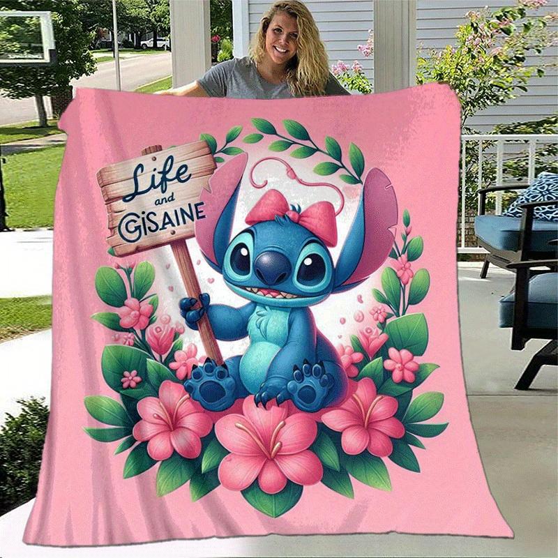 1pc Cute Stitch Printing Blanket - Soft, All-Season Throw for Living Room, Gift with Adorable Cartoon Design