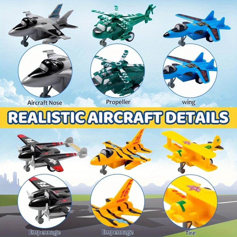 Pcs Pull Back Airplane Toys Boys Plane Playset Aircraft Incl Helicopter Fighter Bomber Toddler Kids Christmas JOYFY 16 for Kid Friendly Entertaining