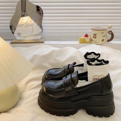 British Style Small Leather Shoes Women's Single Shoes New Spring Autumn and Winter Women's Shoes Platform Jk Black