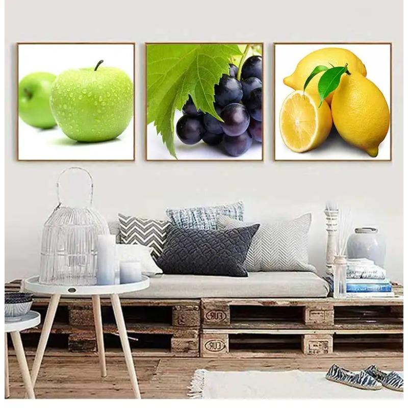 Grape Apple Lemon Picture Posters and Print Kitchen Decoration Abstract Fresh Fruit Wall Art Canvas Painting Living Room