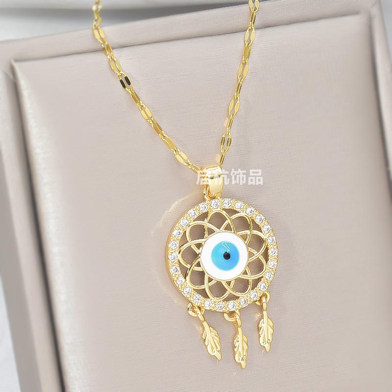 Devil'S Eye Necklace Women'S Personality Trendy Versatile Zircon Pendant Delicate Clavicle Chain