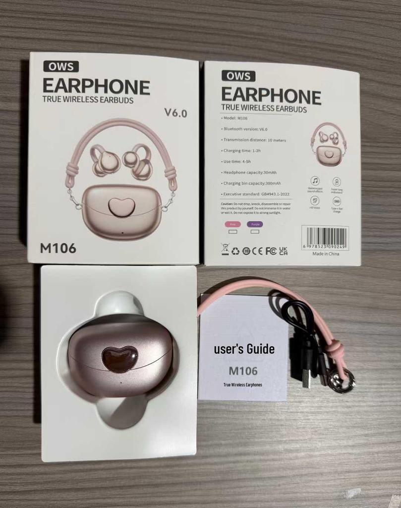 Smart M106 Heart-shaped Open Ear Clip Bluetooth Earphones