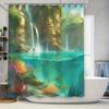 Artistic Waterfall Seaside Coral Print Shower Curtain Bath Decor for Home Decoration 180 X 245 Cm