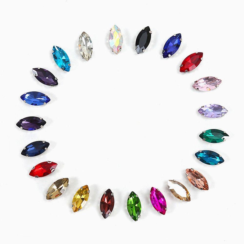 50 ks/balení Našívací skleněné křišťálové kameny se stříbrnými drápky Diamantové korálky ozdoba pro ruční práce
