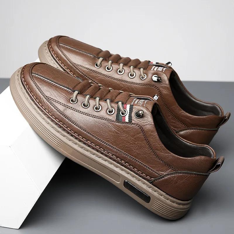 

Модные весенне-осенние туфли из коровьей кожи на платформе для мужчин, повседневные туфли на мягкой подошве, модные туфли для вождения, мужские модные повседневные дизайнерские кроссовки для мужчин 38 коричневый