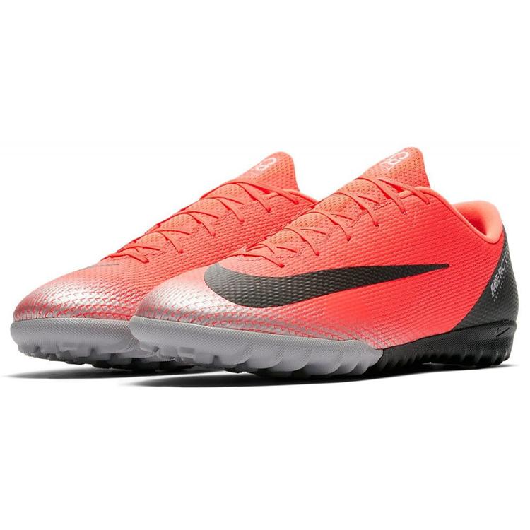Nike Mercurial Vapor 12 TF Turf Slip Resistant Abrasion Resistant Soccer Shoes Men's Red Black AJ3732-600