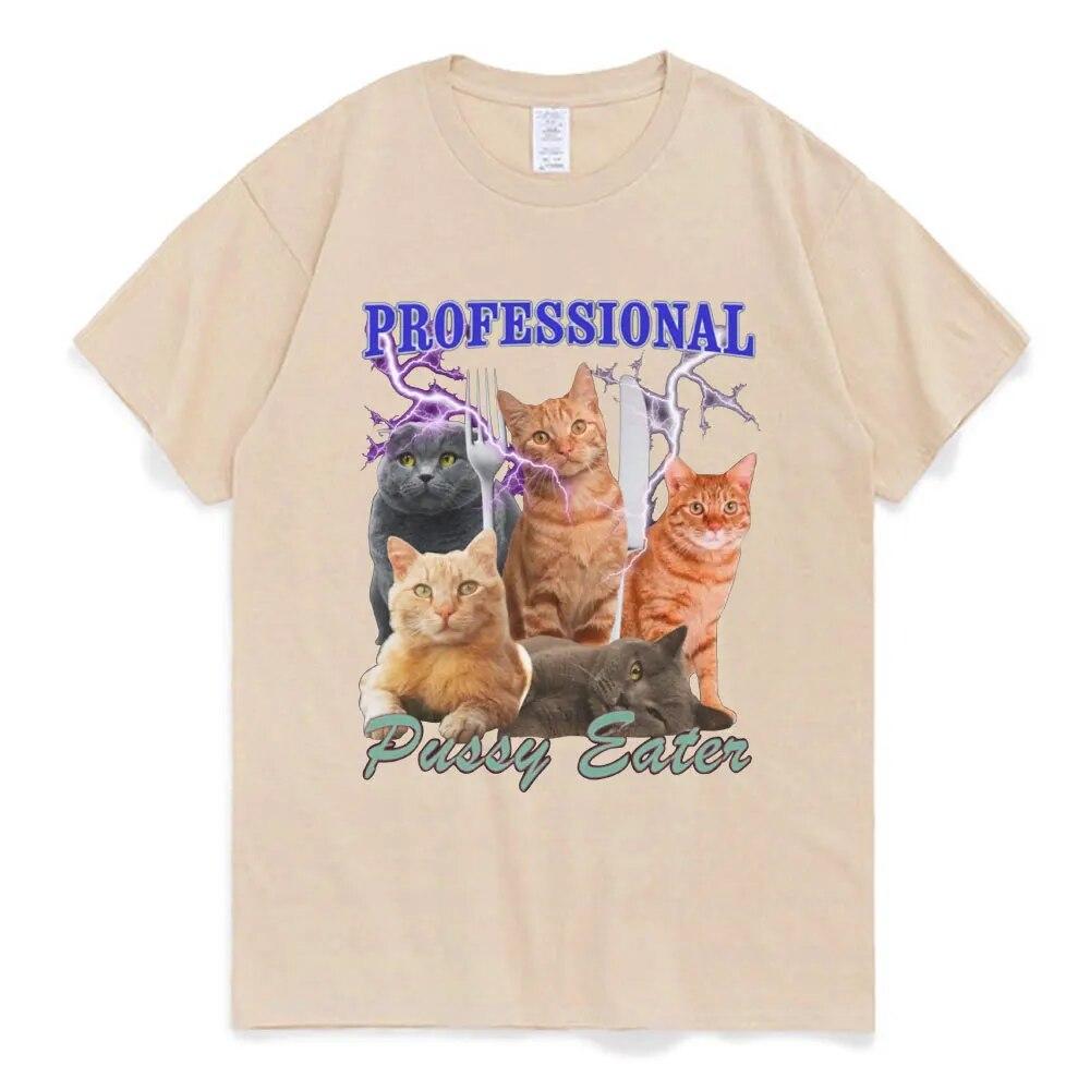 Camiseta profissional Pussy Eater Funny Cat Lover, unissex, roupas femininas, moda, algodão, casual, grande, camiseta streetwear