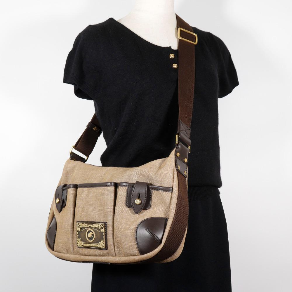 HUNTING WORLD Umhängetasche Hobo-Tasche beige Canvas Damen Gebraucht