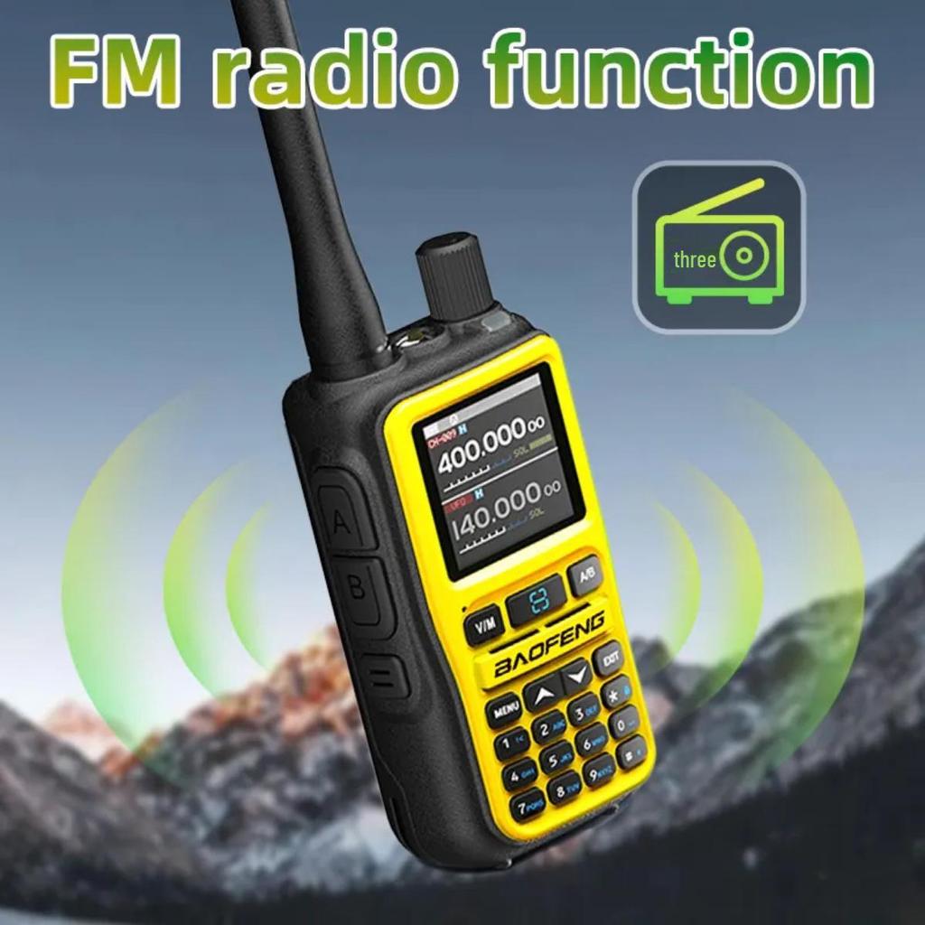 Baofeng UV-5R Mini Compact Walkie-Talkie with One-Key Frequency Pairing, Bluetooth, Type-C Charging, and Power Bank Function.