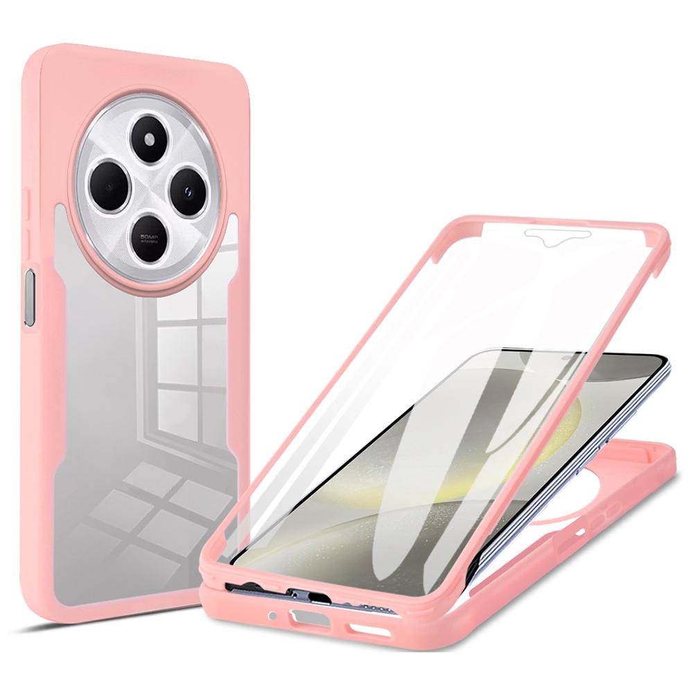 

Phone Case For Xiaomi Redmi 14C 4G/14R 5G/A4 5G/Poco C75 4G,Acrylic+TPU Clear Cover with PET Screen Film Pink