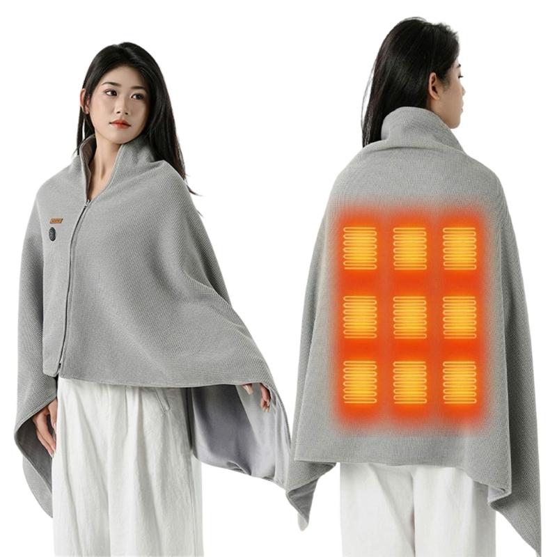 

Фланелевое USB-электроодеяло-шаль для быстрого согрева, комфорта и портативного использования в домашних условиях, в офисе, в поездках серый