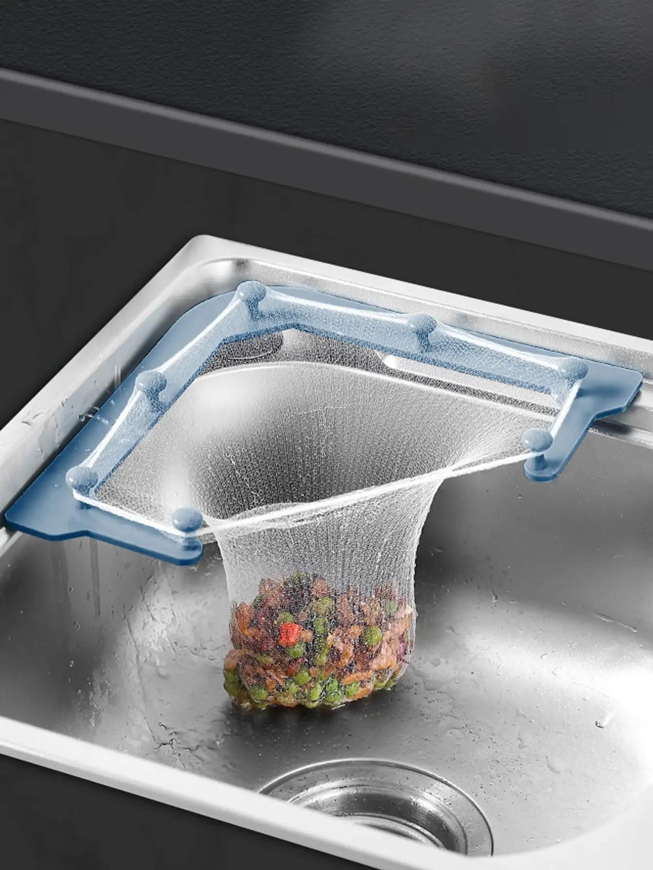 

52pcs- Quick-Dry Triangle Kitchen Sink Strainer - Hanging Drain Rack Basket For Leftovers & Vegetable Washing, Durable Plastic синий