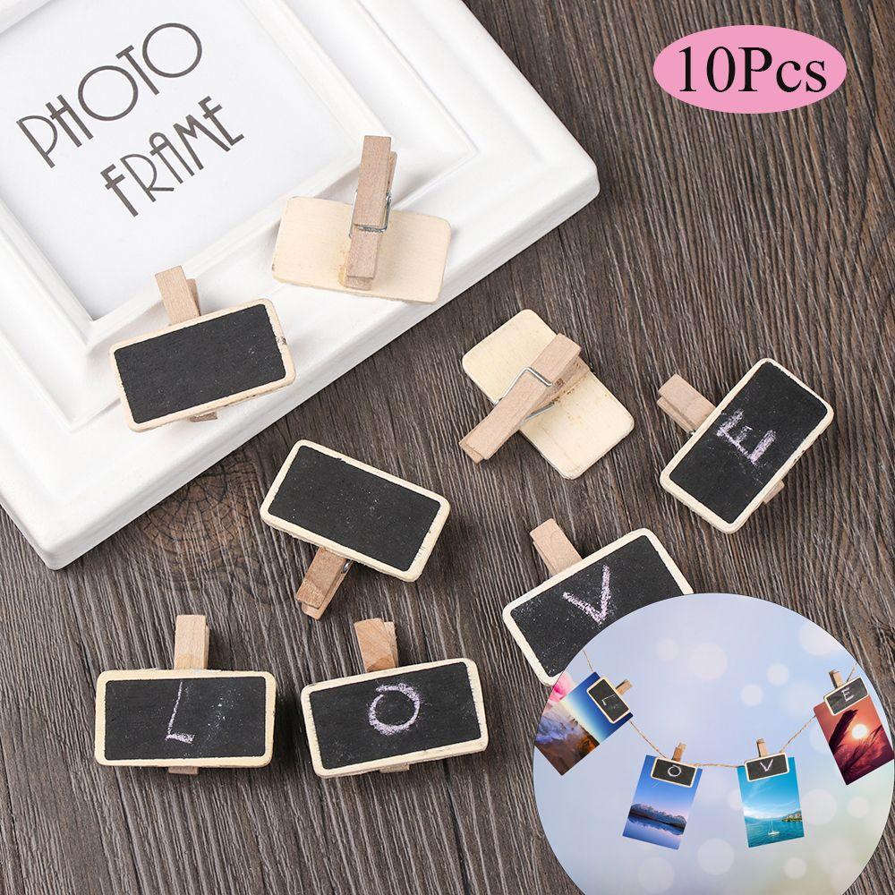 Garden Ornament Price Stand Wooden Memo Mini Blackboard Notice Sign Chalkboard Message Note Clip