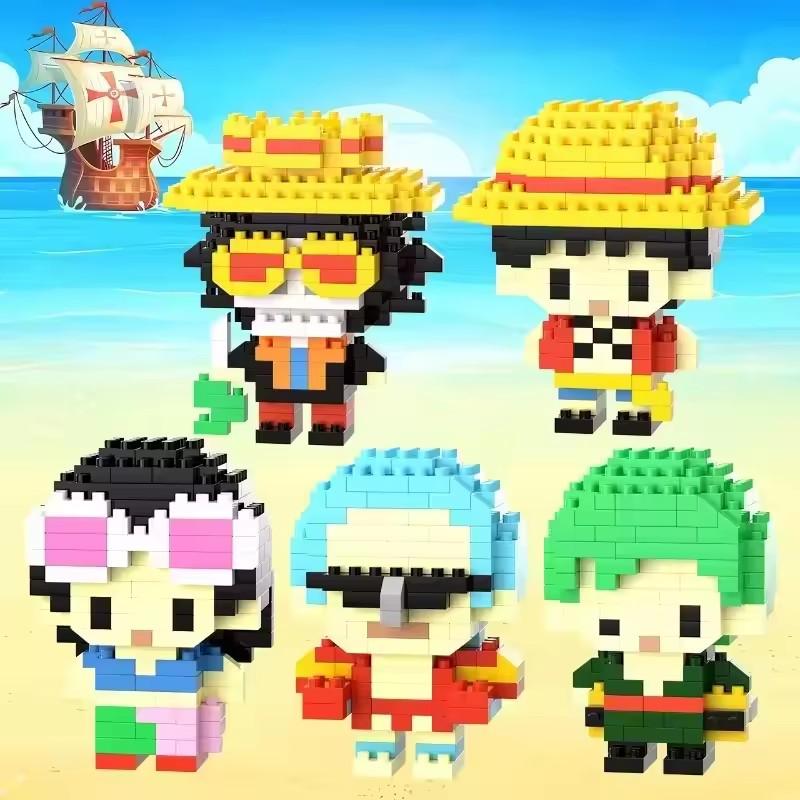 One Piece Building Block Set, Luffy and Zoro Figures, Anime Action Figures, Nami and Usopp Toys, Children's Toy Gifts