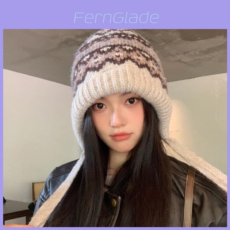 Knitted Winter Hat Women With Ear Flap And Windproof Breathable Fabric For Autumn Casual Style