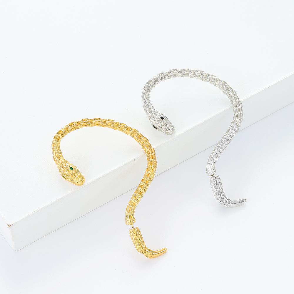 Punk Retro Snake Shaped Earrings For Men And Women Fashion Creative Animal Golden Color Silver Color Python Pattern Ear studs