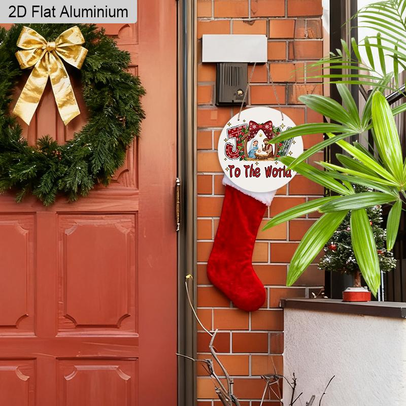 2D Flat Aluminium Nativity Christmas Sign with Joy To The World - Navidad Decorative Sign & Plaque - Ideal for Wall Decoration - Home Hanging Decor