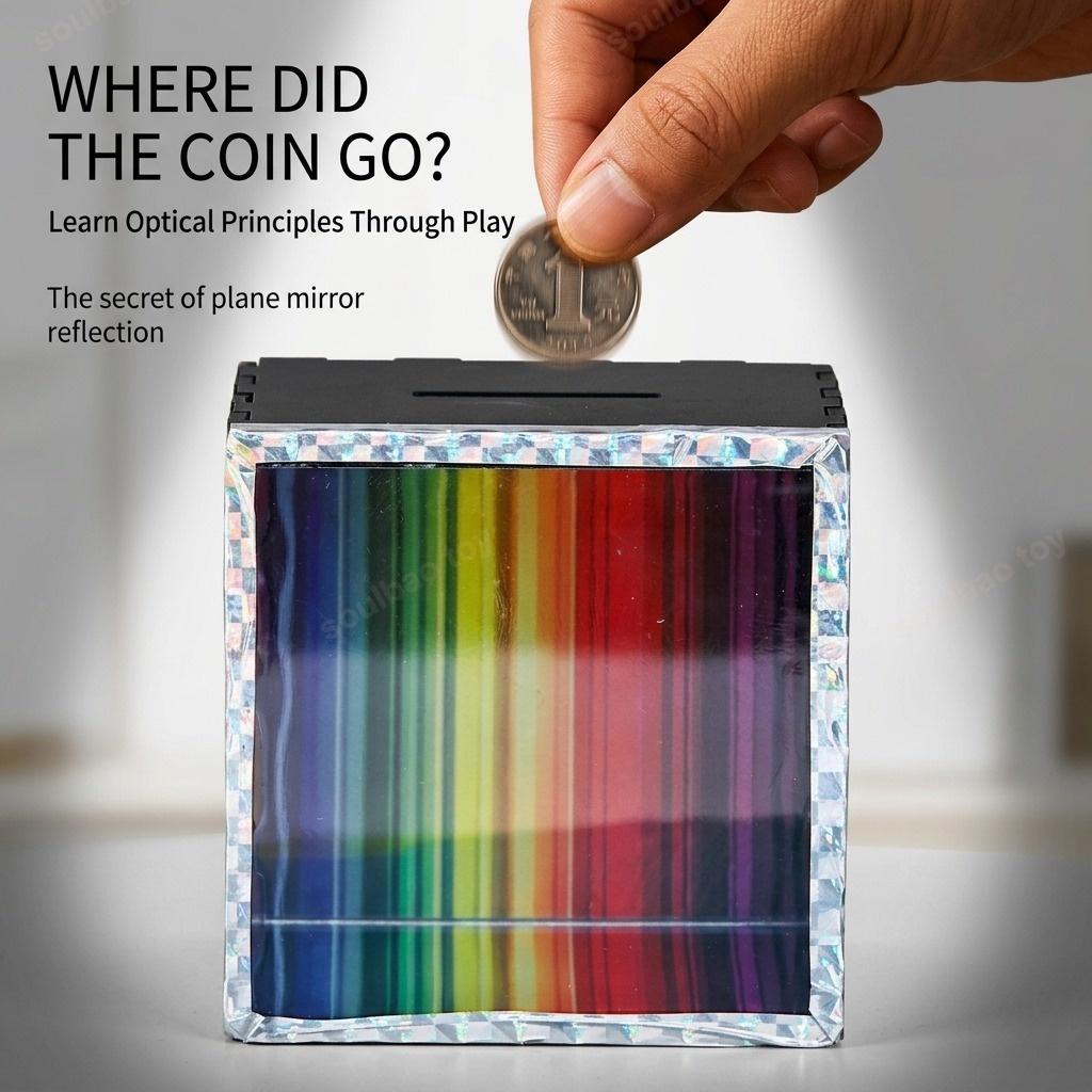 Diy Magic Box Coin Disappearance Trick Science Technology Production Invention Plane Mirror Image Puzzle Steam Toy For Adults