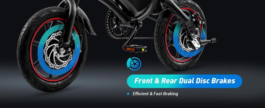 DYU D3F Folding Electric Bike - 36V 250W, 50km Range, 120kg Load, 25km/h Speed, Disc Brakes
