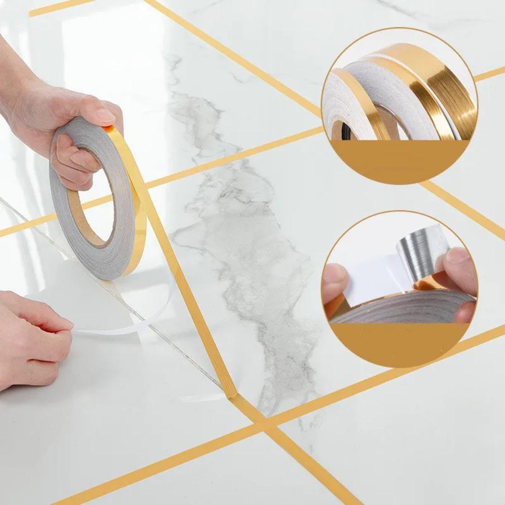 50M Waterproof Wall Gap Sealing Strip Self-Adhesive Tile Stickers Tape Gold Silver Ceramic Tile Tape Home Decoration