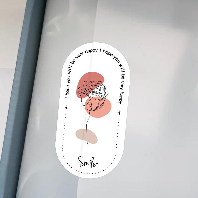 100 Aufkleber/Packung Ovalförmig, Blumenaufkleber, Geschenkbox-Verschlussaufkleber, Verpackungsaufkleber, Selbstklebende Etikettenaufkleber