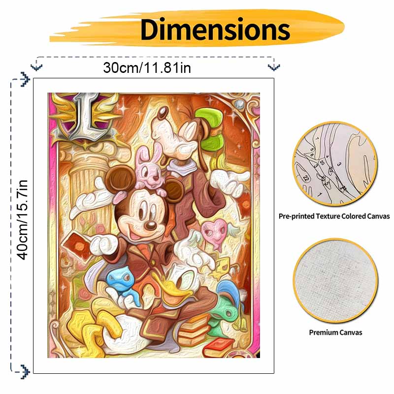 Disney Oil Painting DIY Digital Painting Mickey Mouse and Friends Adventure Wall Art for the Living Room or Entryway.