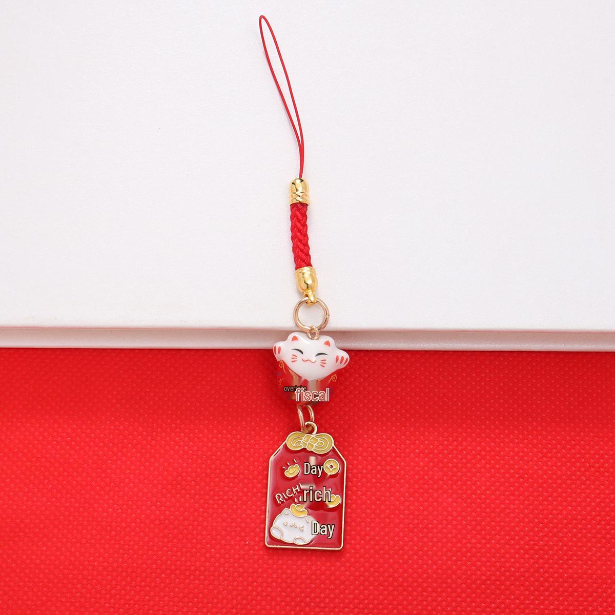 Japanese Ceramic Lucky Cat Keychain: Promising Future & Good Fortune Alloy Phone Charm