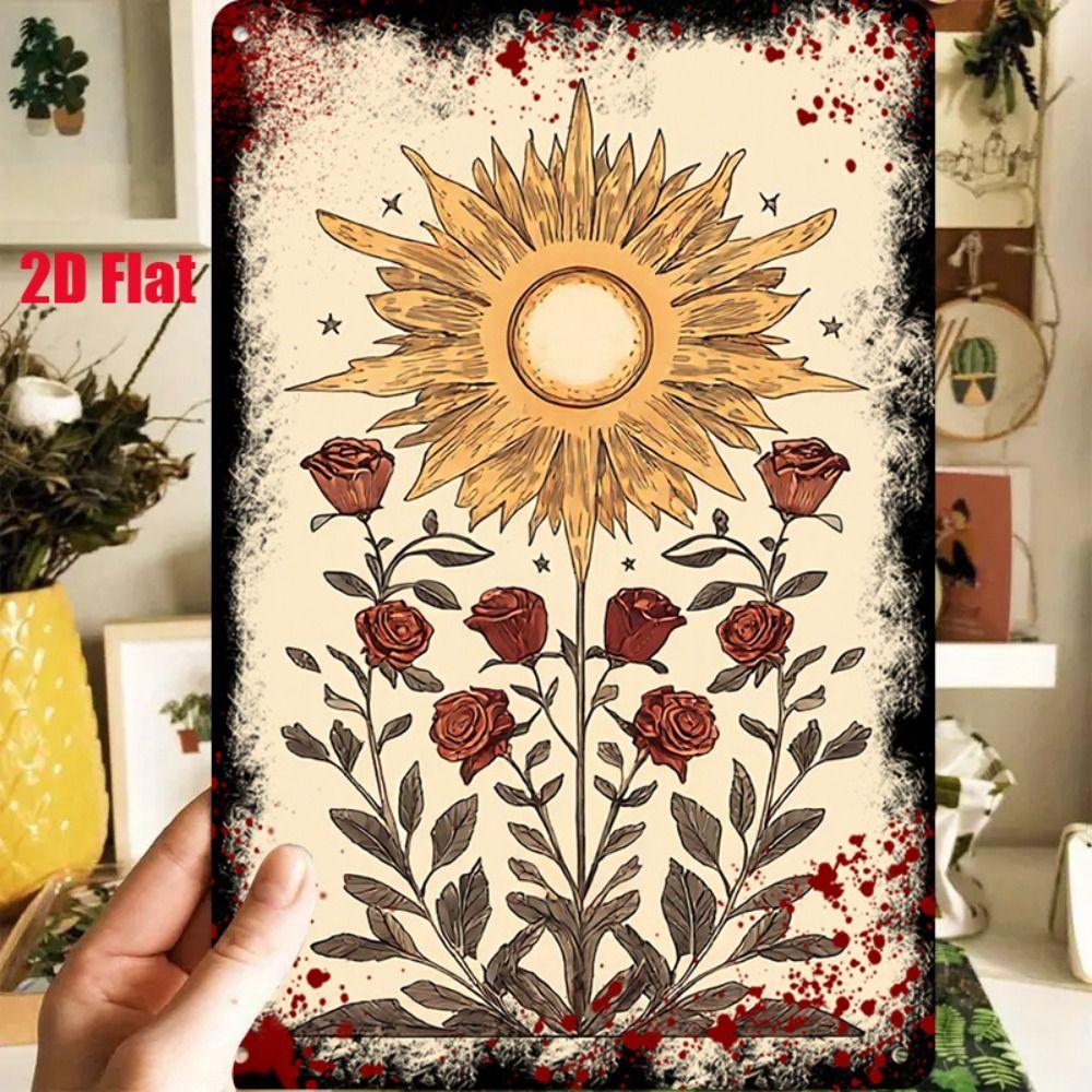 Vintage Sun Moon Boho Metal Wall Art 20x30cm Home Decor Tin Sign