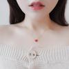 925 Silver Plated Red Heart Necklace for Women Minimalist Heart Pendant Dainty Collarbone Chain