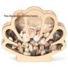 Seashell Storage & Display Box: Wooden Tray with Transparent Conch Design