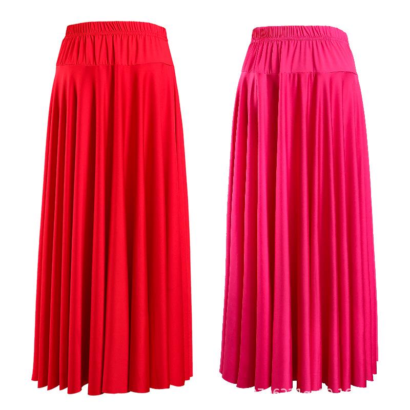 2025 Nová jednobarevná sukně na square dance a sálový tanec s velkým rozsahem