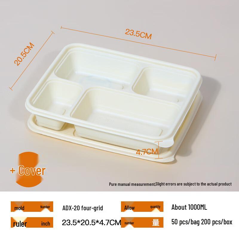 Biodegradable Corn Starch 4-Compartment Disposable Lunch Box