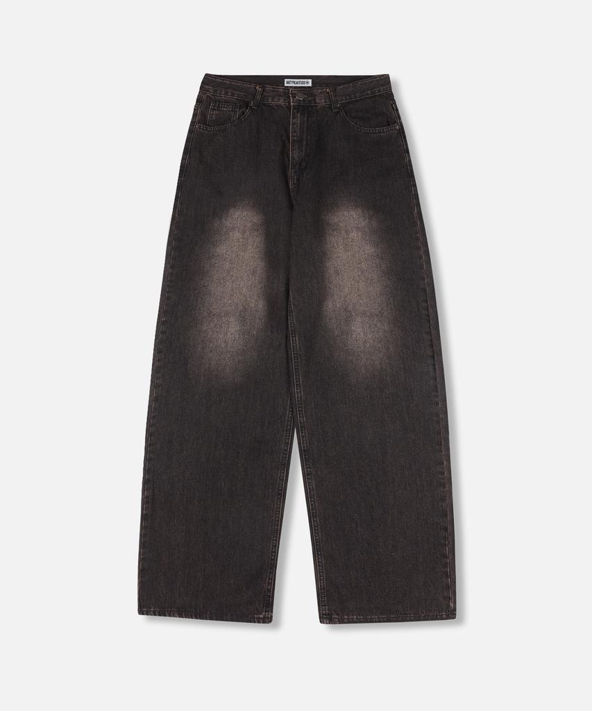 NP STUDIO Vintage Natural Wash Wide Denim Pants Black Denim