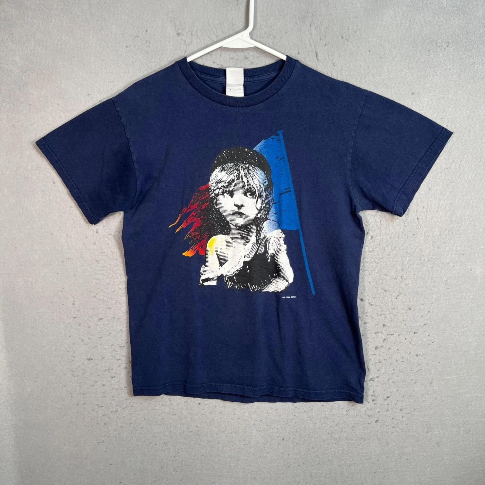 

Vintage 90s Les Miserables Graphic T Shirt Adult Medium Blue Mens 3XL