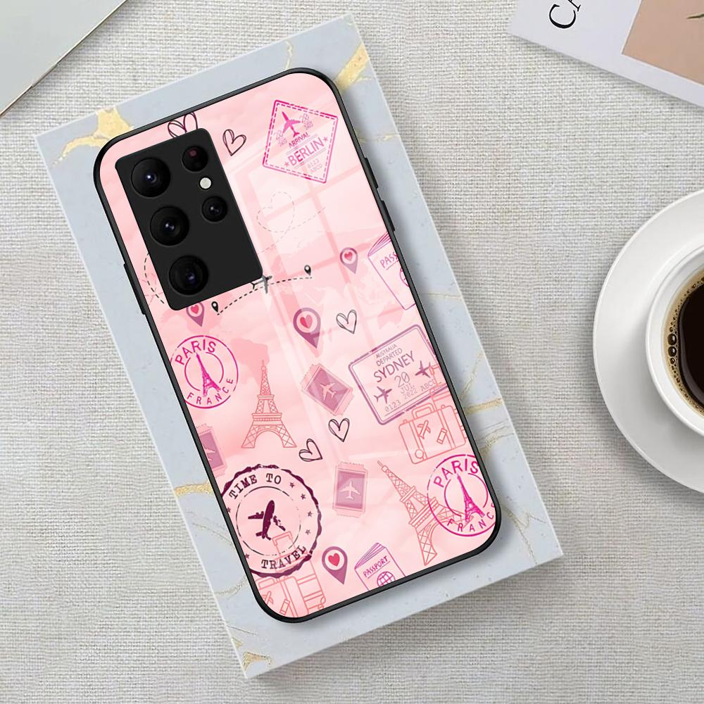 Romantic Paris Eiffel Tower Phone Case For Samsung S26 S25 Edge S24 S23 S22 S21 S20 Ultra Plus FE Glass Cover