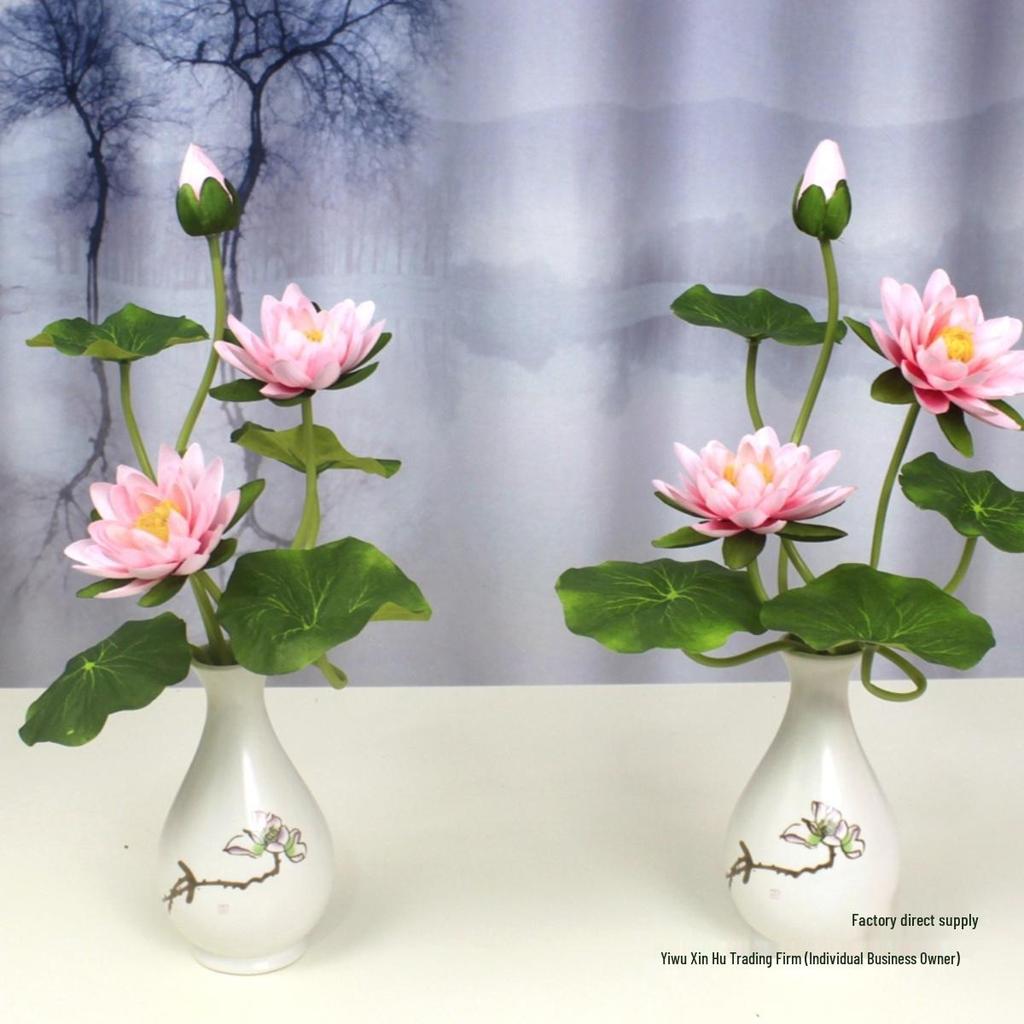 Artificial Silk Lotus Flower Ornament for Buddha Altar - Decorative Bonsai Guanyin Flower