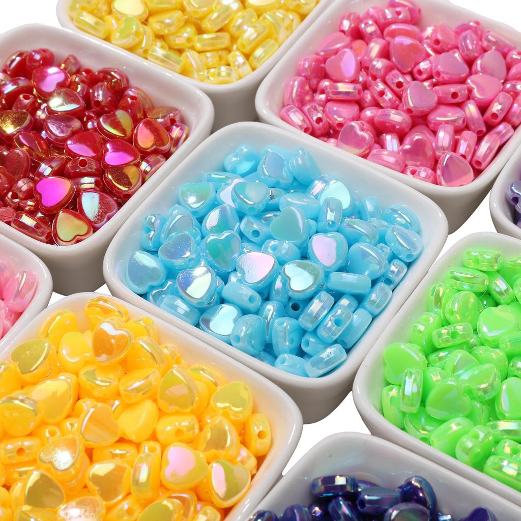 100Pcs Acrylic Colorful Love Beads For DIY Necklace Bracelet Earrings Jewelry Making Craft Accessories