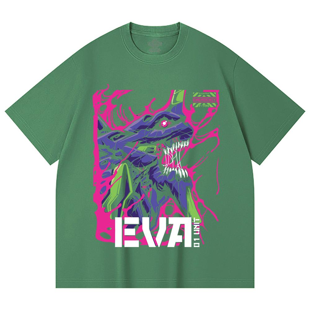 230 Gsm 100% Cotton Evangelion V8 Print Unisex Heavy Cotton T Shirt