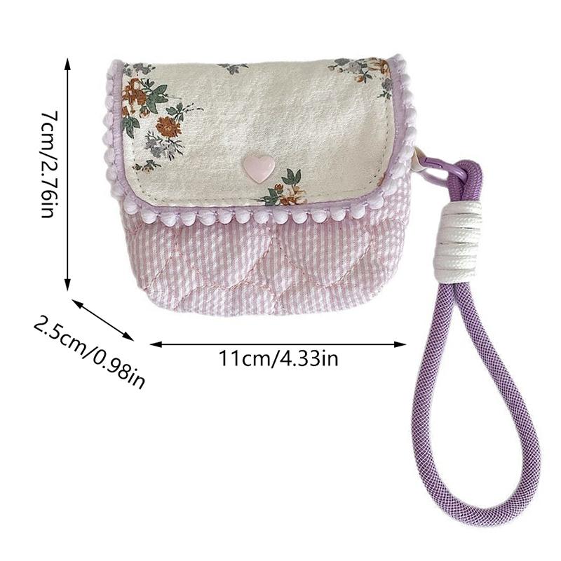 Floral Coin Purse Portable Clutch Bag Lipstick Earphone Sundries Storage Bag Wallet Pouch Mini Makeup Bag