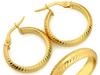 585 Gold Hoop Earrings, English Clasp, Elegant, Wide, 25 Mm, 4 Mm