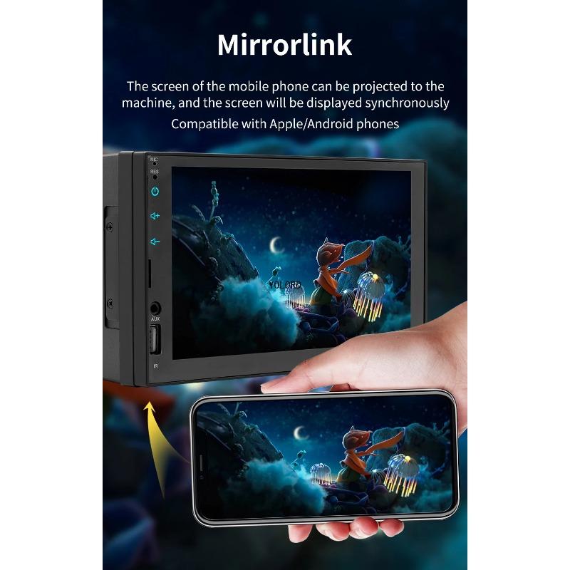 2 Din Car Audio 7 Inch QLED Display Android  MP5 Wireless Android Auto CarPlay Touch Screen  Car Radio FM