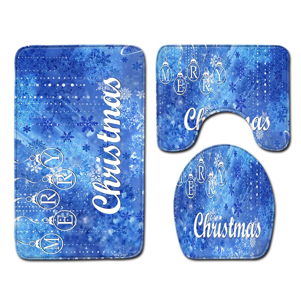 Christmas Bathroom Floor Mat Toilet Three-Piece Set