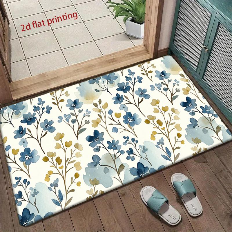 Watercolor Floral Mats Living Room Decoration Home Sofa Non-Slip Carpet Study Bedroom Tatami Children'S Soft Floor Mat