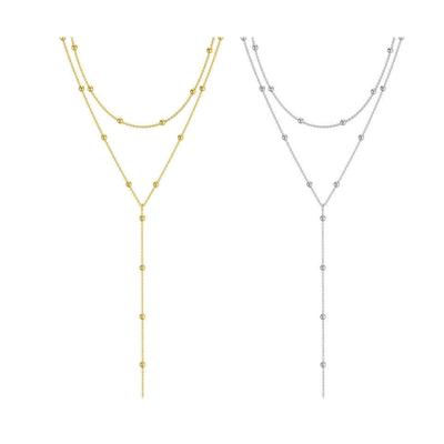 Elegant Y Shape Fringe Layer Necklace Portable Alloy Jewelry for Women Gold Silver Color Addition