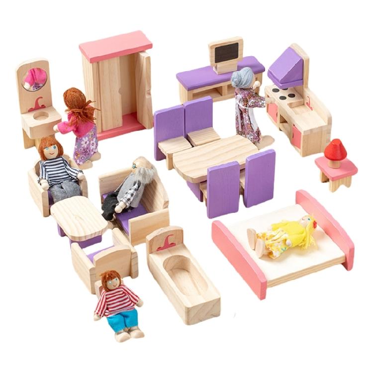 Dollhouses Decoration Living Room Bedroom Scene Miniature Furniture Model Set for Kids Pretend Play Interaction Toy