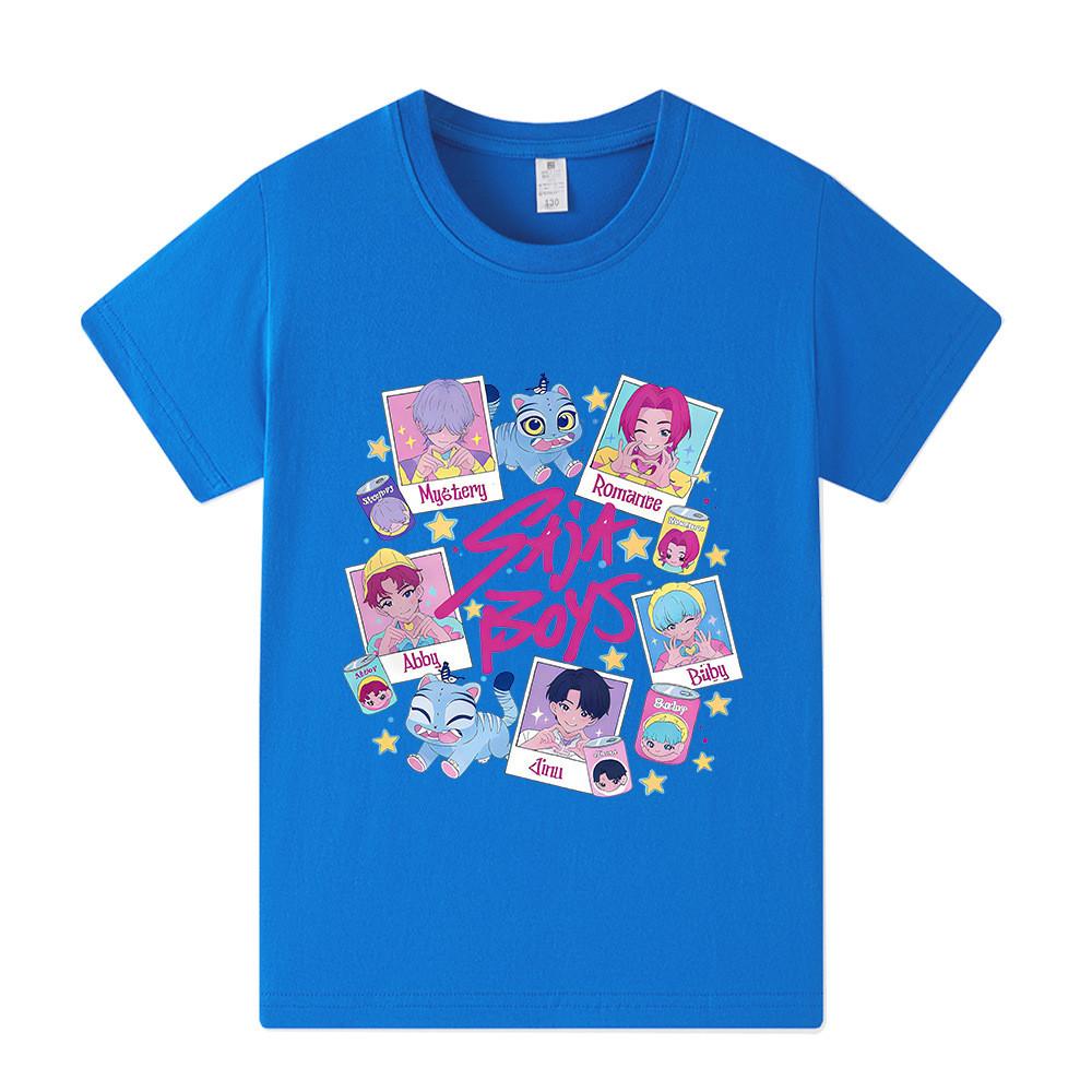 A1206 Kids Boys Girls Sajaboys Kpop Rumi Zoey Mira Print Short Sleeves T-shirt