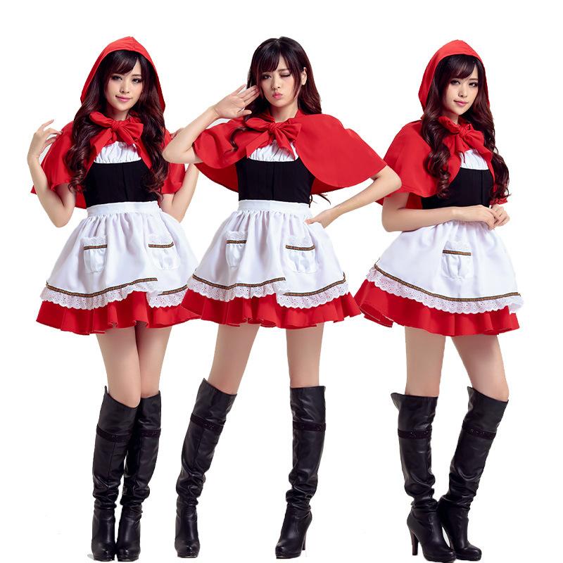 Christmas red dress little red riding hood costume cosplay adult cosplay santa suit