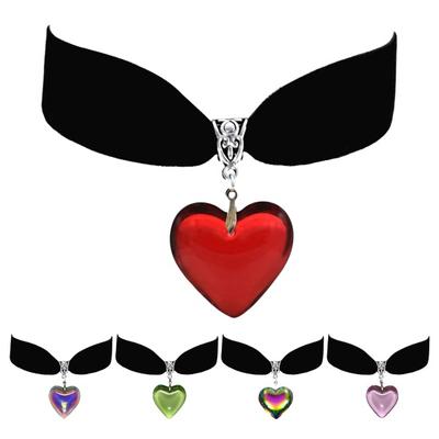 Collana girocollo a forma di cuore gotico, girocollo in velluto nero, lunghezza regolabile, simbolo elettroplaccato dell'amore vintage