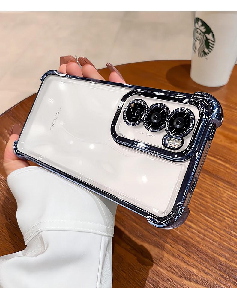 For OPPO Reno 12 Pro Case Fashion Electroplated Soft Silicone Transparent Back Cover Simple Dustproof Shockproof Bumper