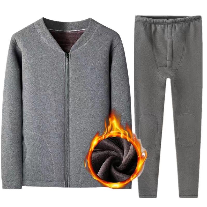 Men's Fleece-Lined Warm Winter Cardigan Jacket for Middle-Aged & Elderly